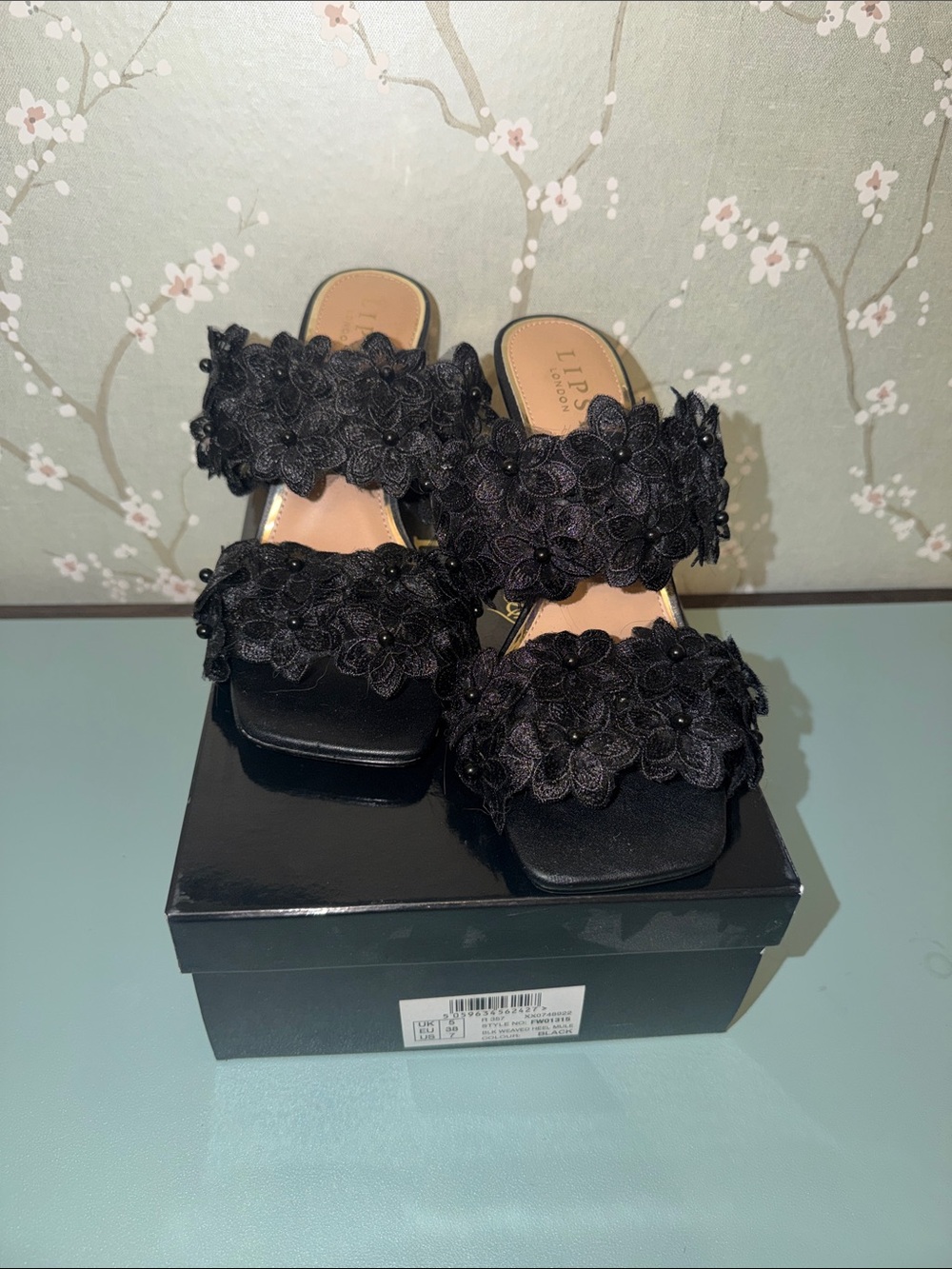 NWT Lipsy flower heel mule sandal sz 7
